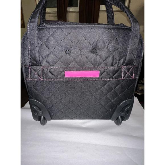 Delsey Handbags - Delsey Quilted Rolling Carry On Bag Black Pink Legacy Travel Luggage